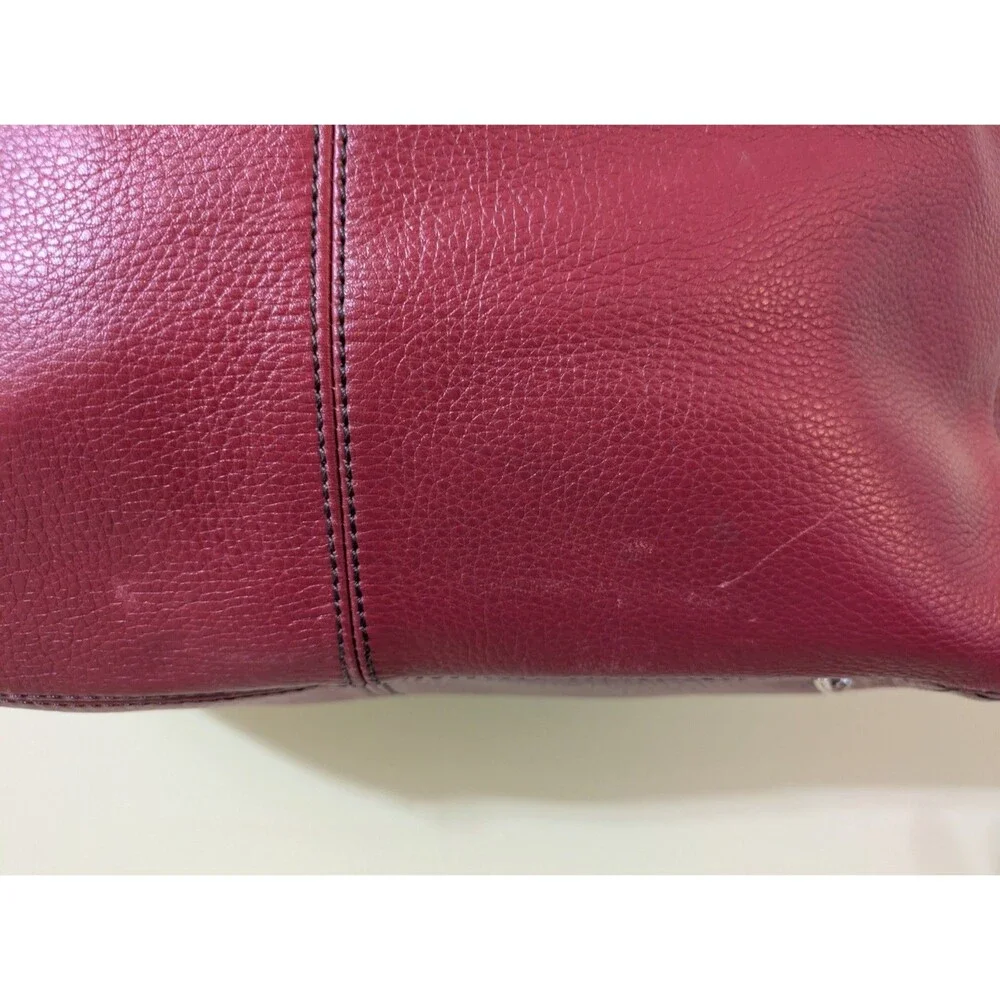 Bradley Large Red Shoulder Bag With Black Inlay, Quality Heavy Leather! Not Vera - Picture 9 of 12